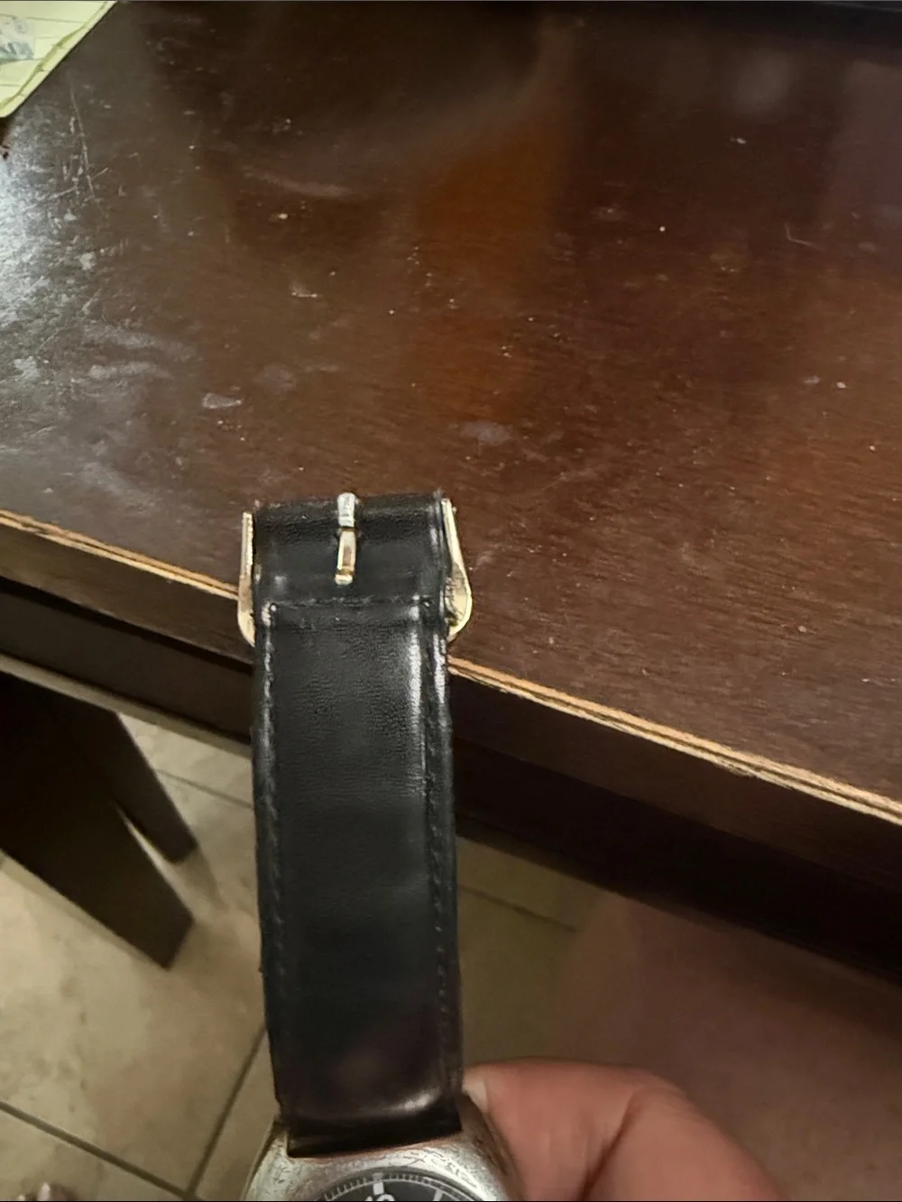 Mercedes-Benz Men's Black Dial Leather Strap Watch